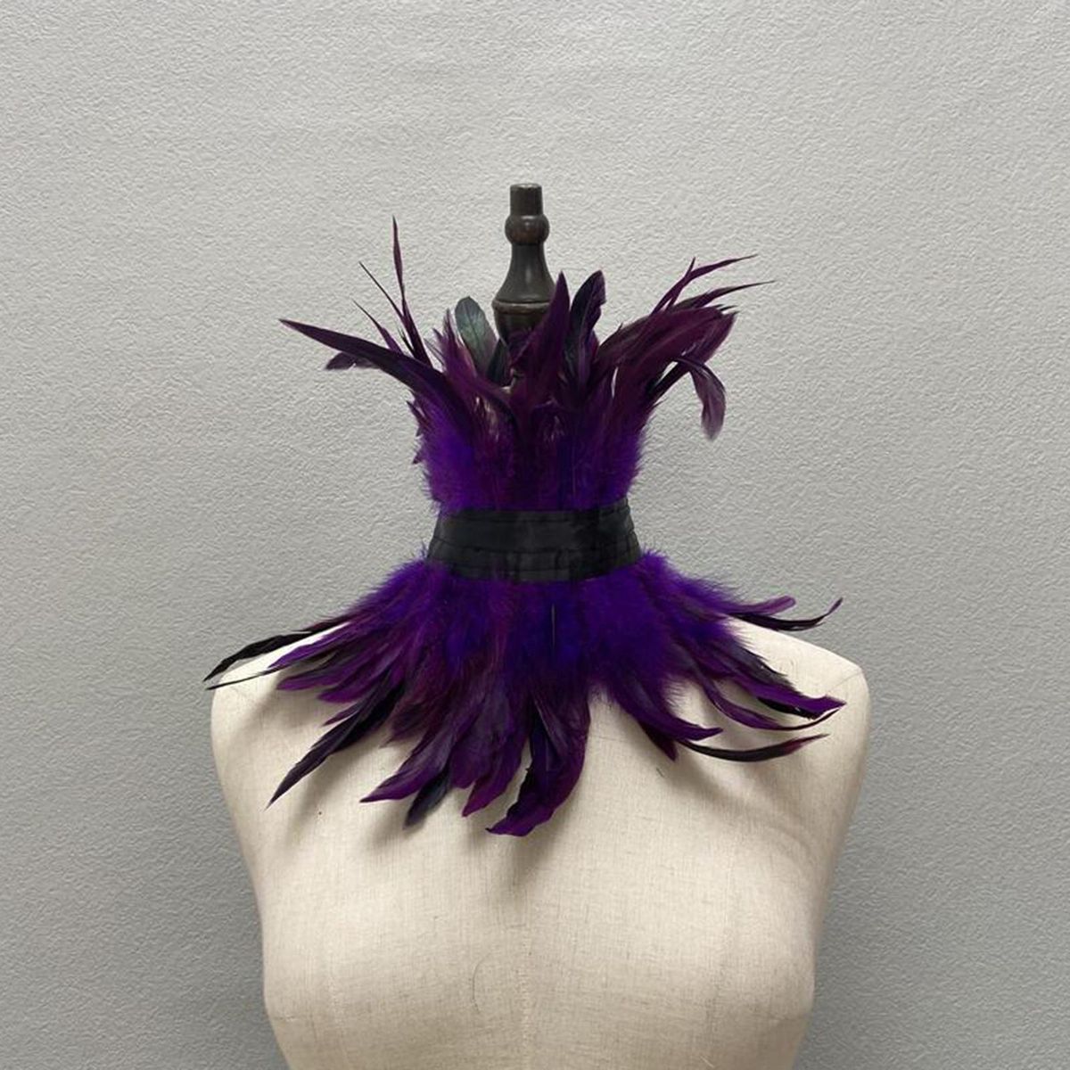 Faux Feather Neck Sleeve Feathered Lace Neck Sleeve Chic for Women Purple