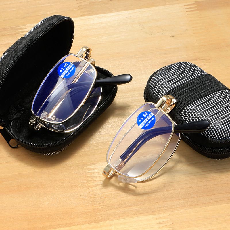 Metal Folding Anti-blue Reading Glasses-Gold