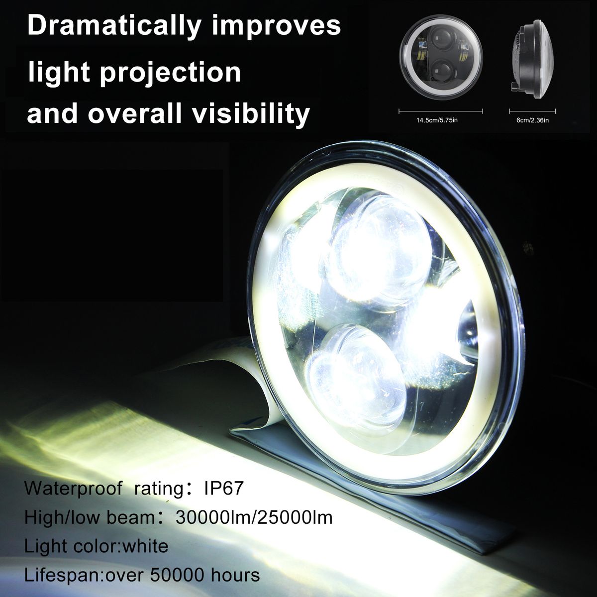 5.75 Inch LED Headlight Motorcycle Projector Headlamp Super