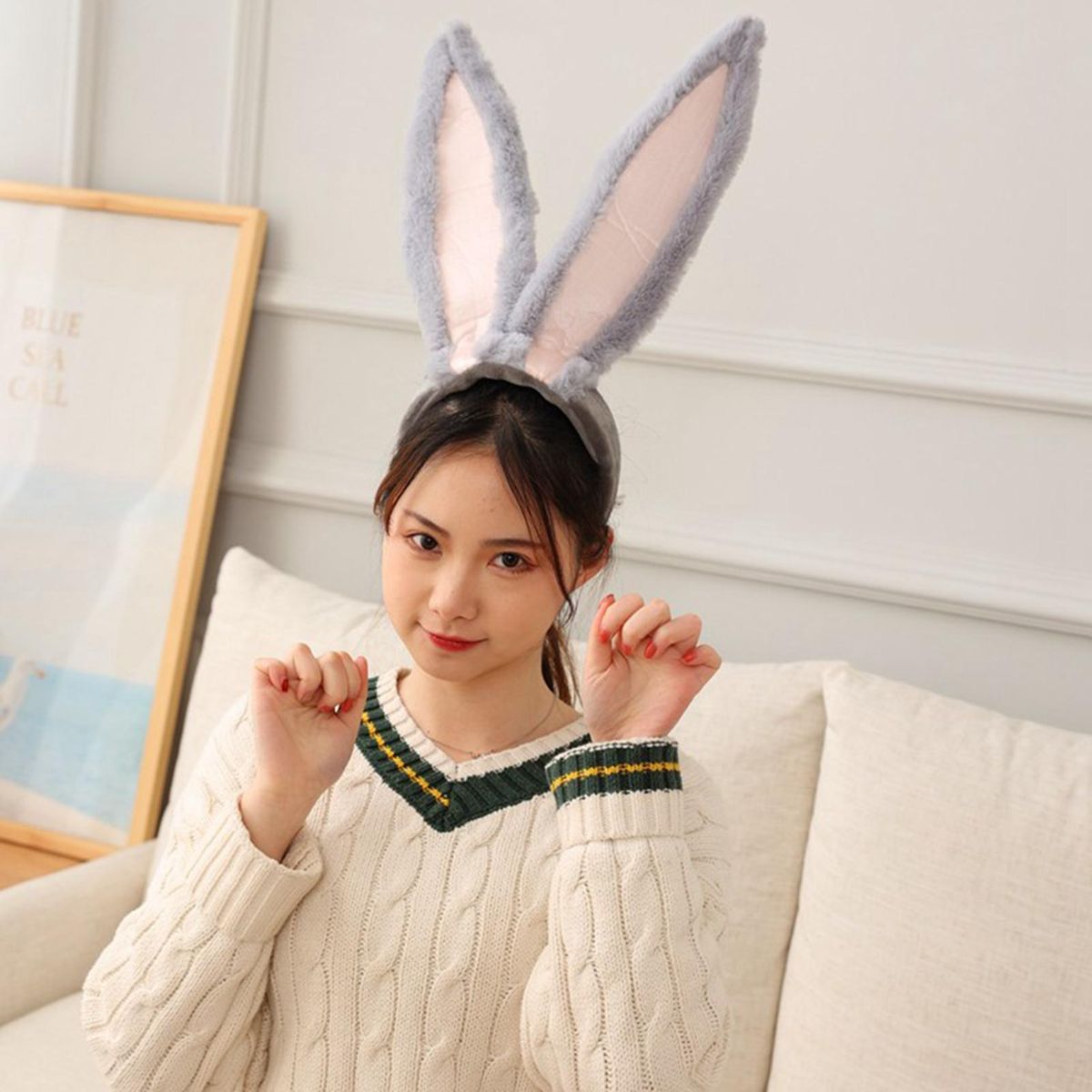 Bunny Headband Halloween Headwear Costume Accessories Grey