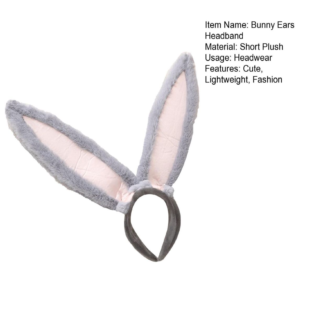 Bunny Headband Halloween Headwear Costume Accessories Grey