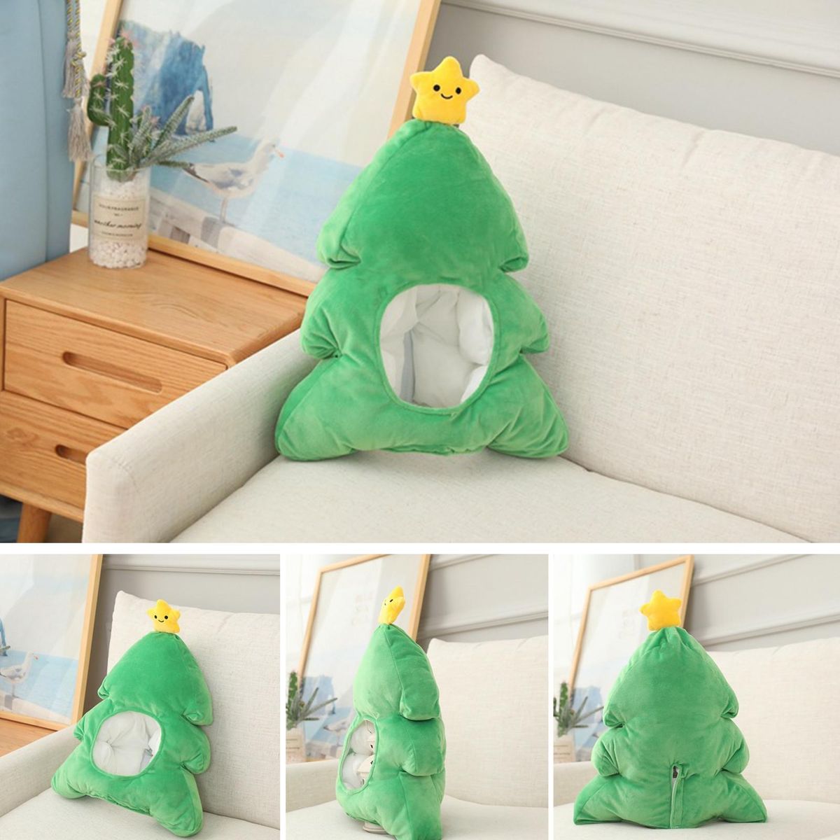 Cartoon Headwear Christmas Plush Headgear Prop Decoration Green