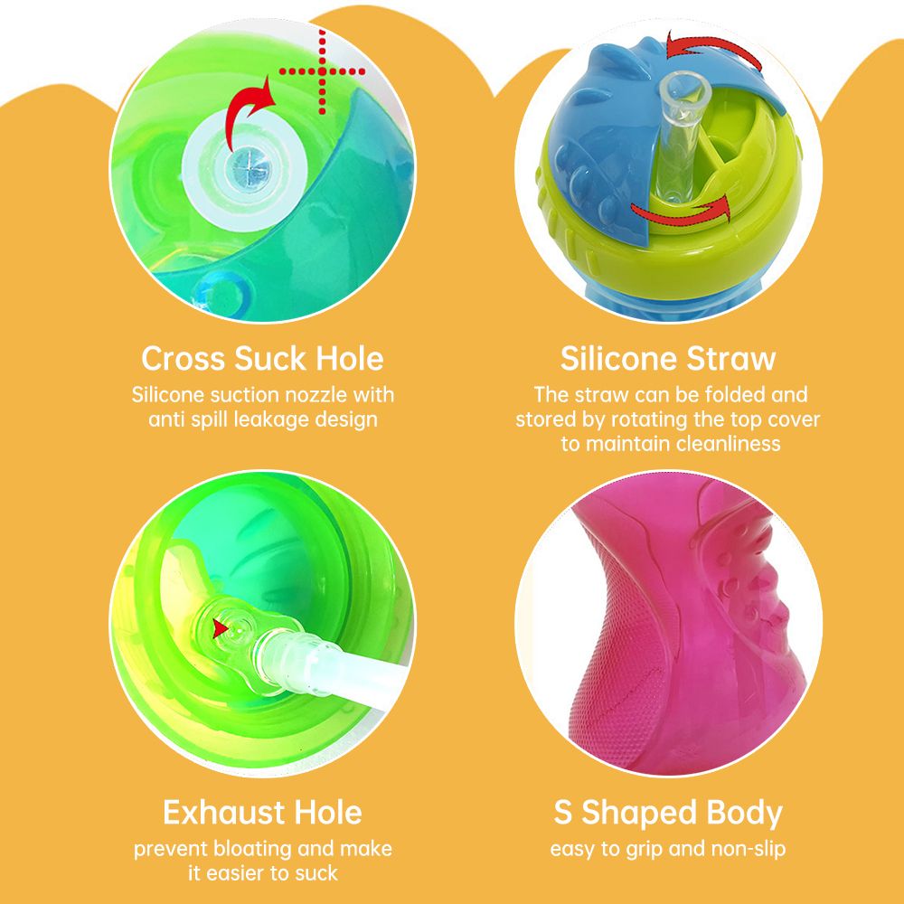 320ml Toddler Sippy Cups Portable Easy Grip Removable