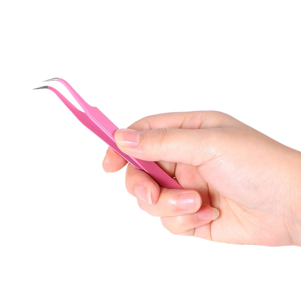 2Pcs/set Stainless Steel Pink Straight/Curved Nail Tweezers Nippers Tools