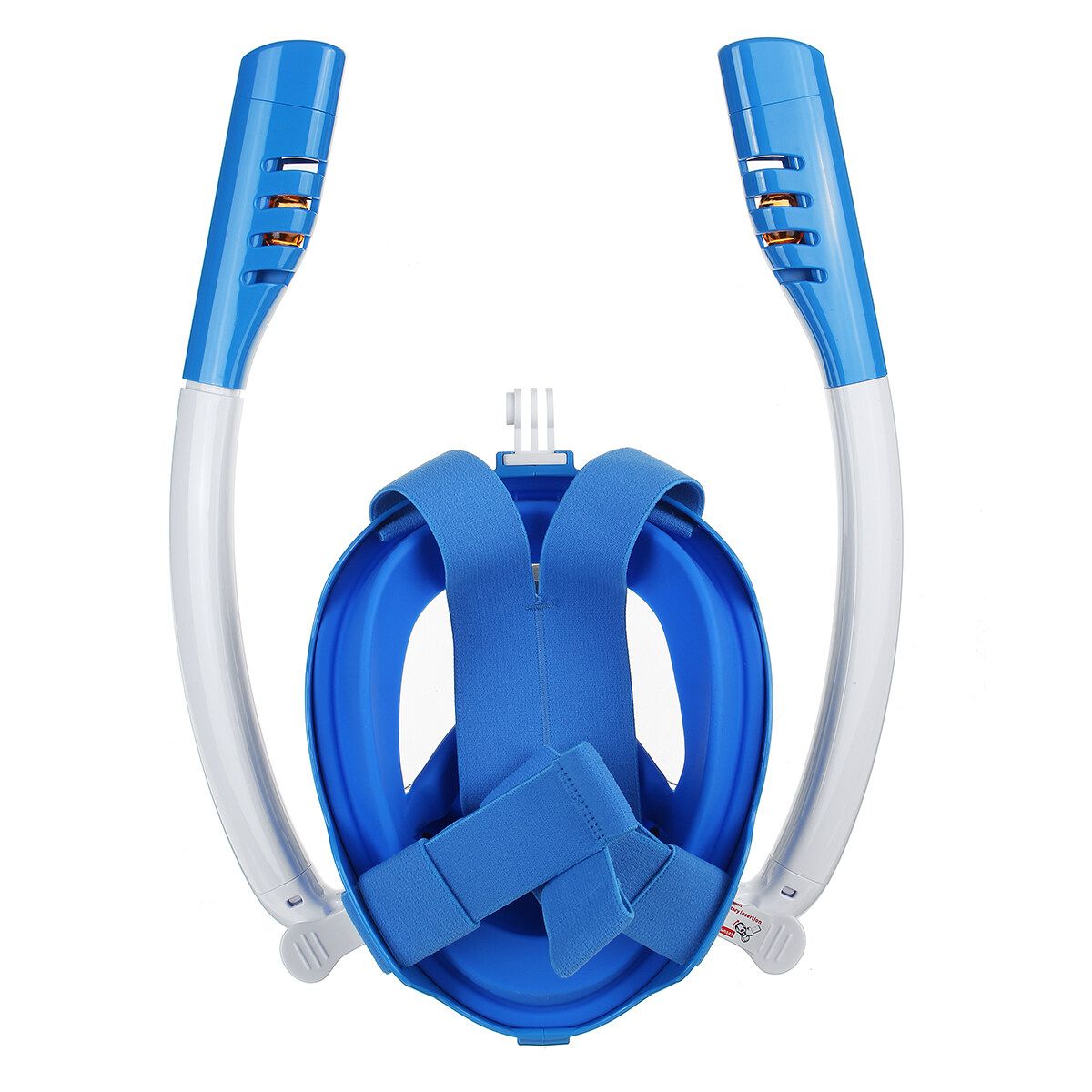 180° TWO Intake Tubes Silicone Diving Mirror Anti Fog Detachable Dry Snorkeling Full Face Set Scuba Diving Underwater Wide View Snorkel Swimming [XS/S/M/L/XL] For Adult Youth Child Blue For Kids