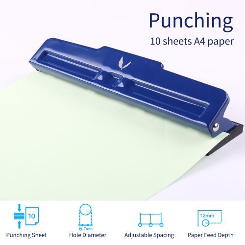 KW-trio Desktop Metal 4-Hole Adjustable Punch 10 Sheet