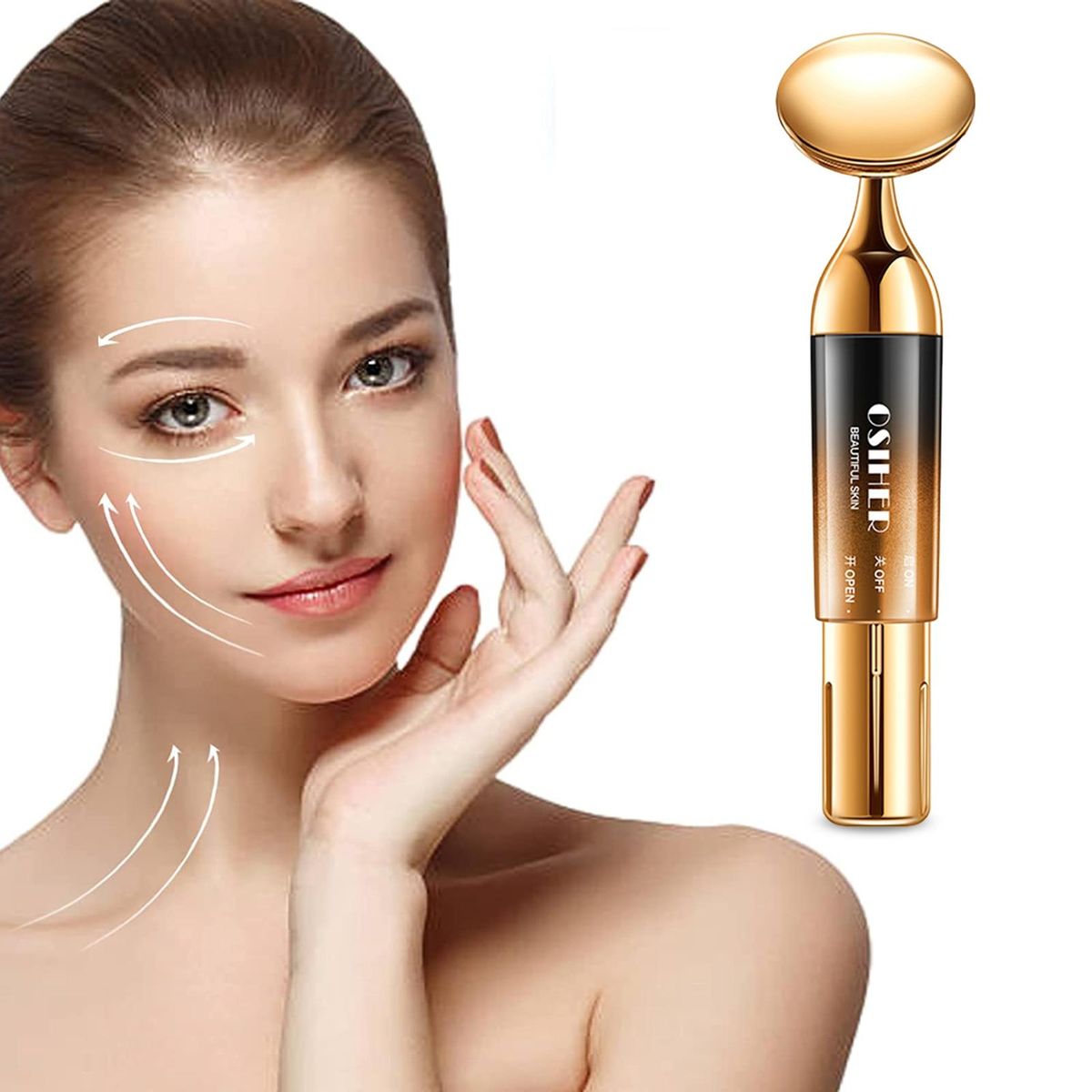 Face Neck Massager Wrinkle Removal Device Face Neck Firming Tool Golden