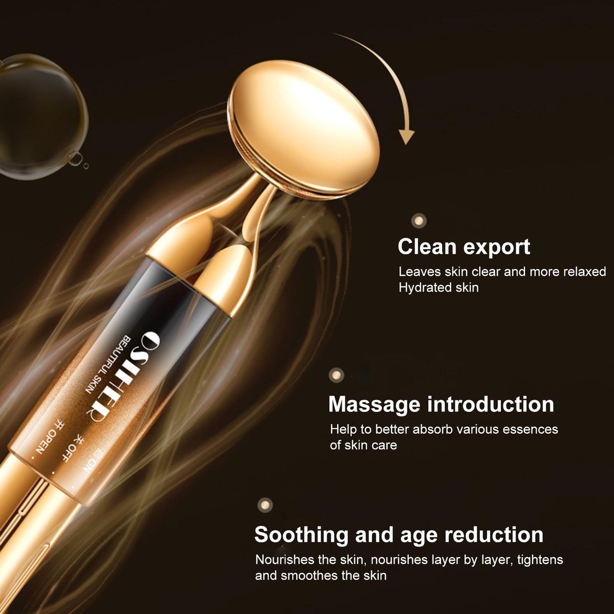 Face Neck Massager Wrinkle Removal Device Face Neck Firming Tool Golden