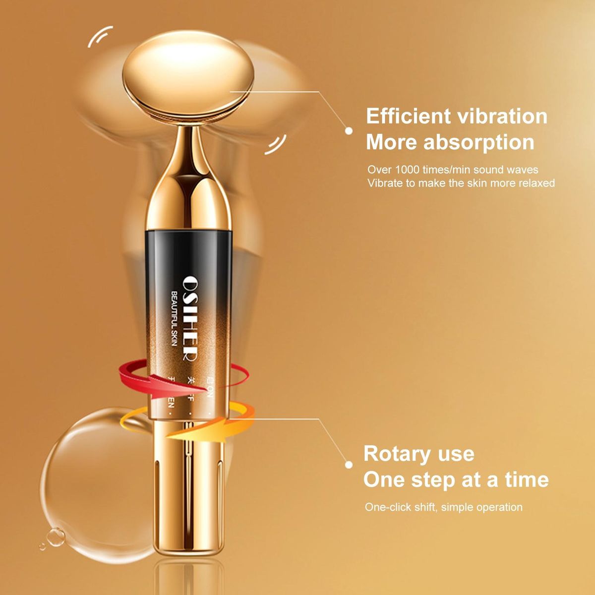 Face Neck Massager Wrinkle Removal Device Face Neck Firming Tool Golden