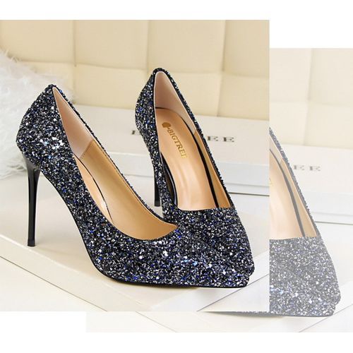 Ladies Fashion High Heels Female Classic Simple Pointed High Heels Blue