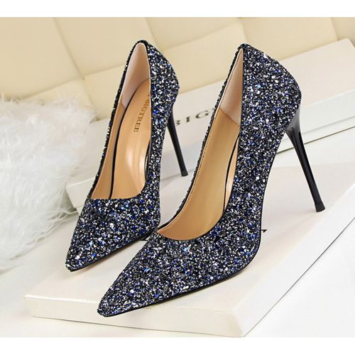 Ladies Fashion High Heels Female Classic Simple Pointed High Heels Blue
