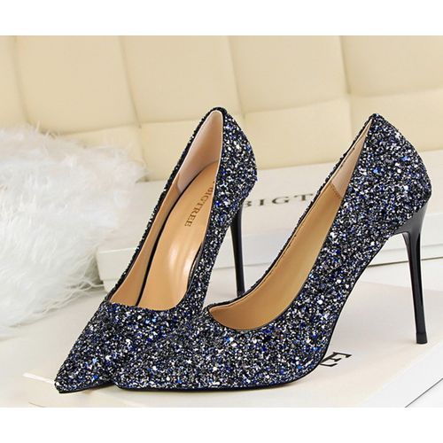 Ladies Fashion High Heels Female Classic Simple Pointed High Heels Blue