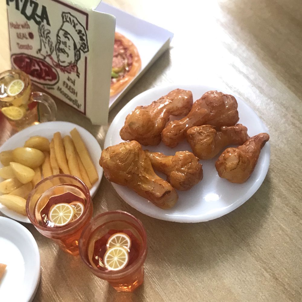 Cute 16 Scale Dollhouse Miniature Pizza Chicken Fried Chips