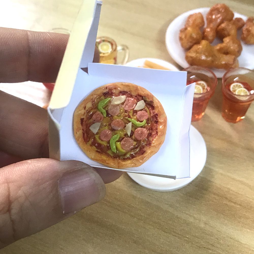 Cute 16 Scale Dollhouse Miniature Pizza Chicken Fried Chips