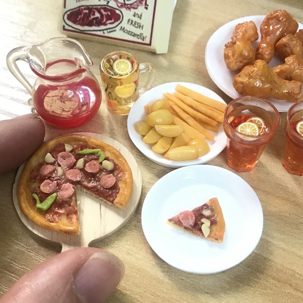 Cute 16 Scale Dollhouse Miniature Pizza Chicken Fried Chips
