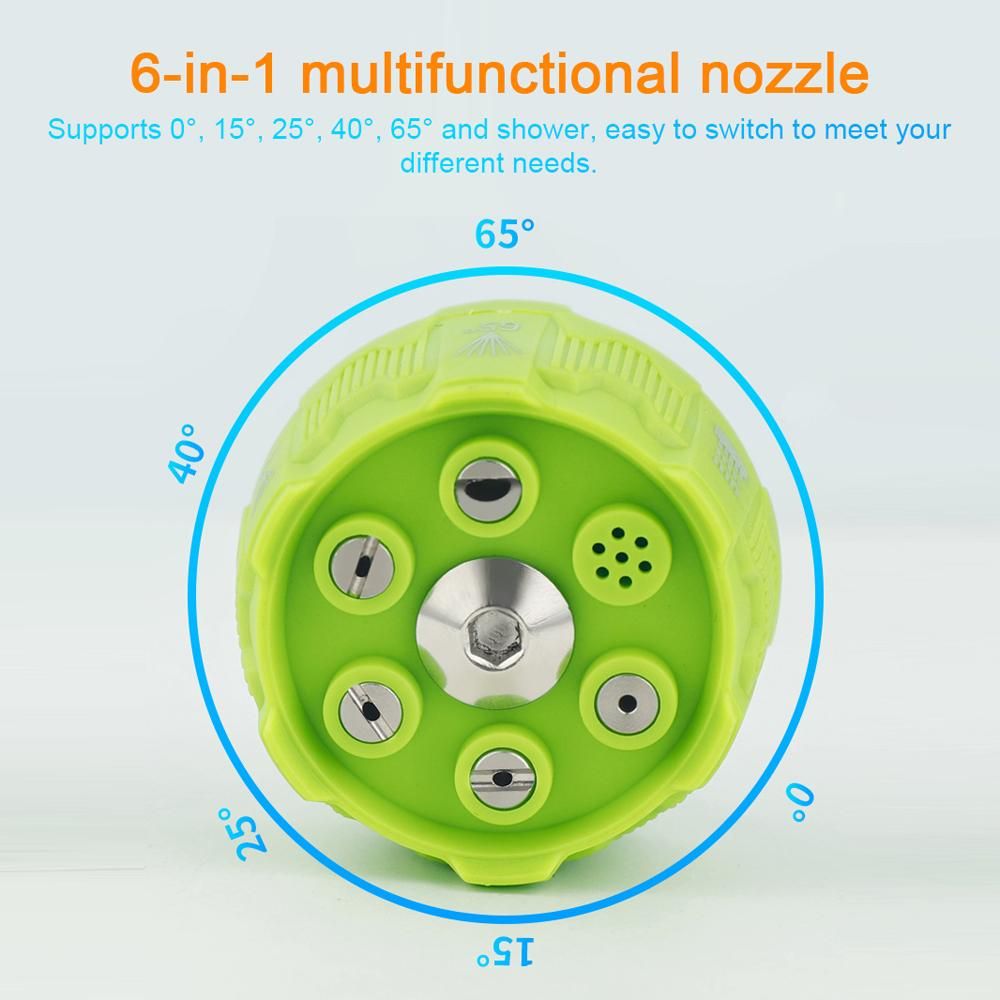 High Pressure Washer Spray Nozzle 6-in-1 Adjustable Quick Changeover with 1/4 Inch Quick Connect for Car Washing Home Cleaning Garden Watering
