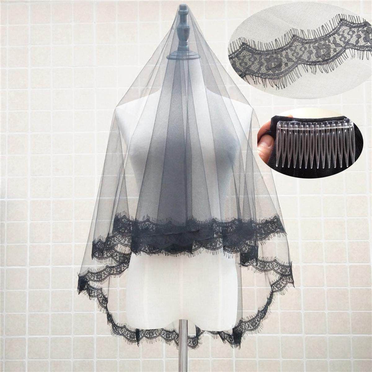 Bridal Gothic Wedding Veil Black Rose HALLOWEEN Punk Victorian Rave Fancy Dress