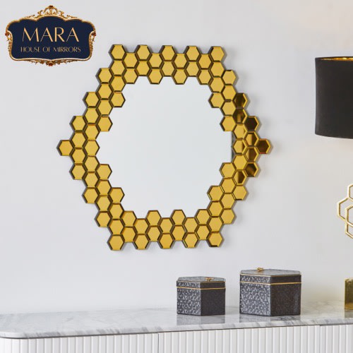 Mirror - Gold Honeycomb Design
