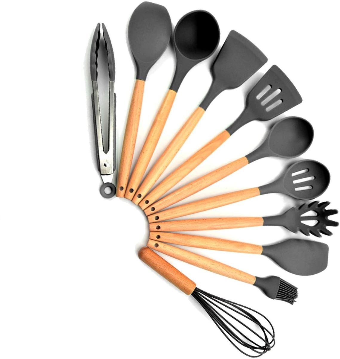 11 Silicone Kitchen Utensils Set Dark Grey