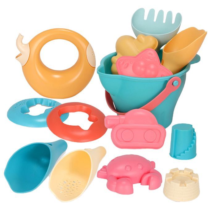 Kids Beach Toys Sandbox Toys Kit Play Sand Water Bucket Rake 14pcs