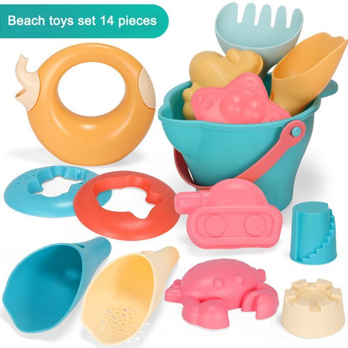 Kids Beach Toys Sandbox Toys Kit Play Sand Water Bucket Rake 14pcs