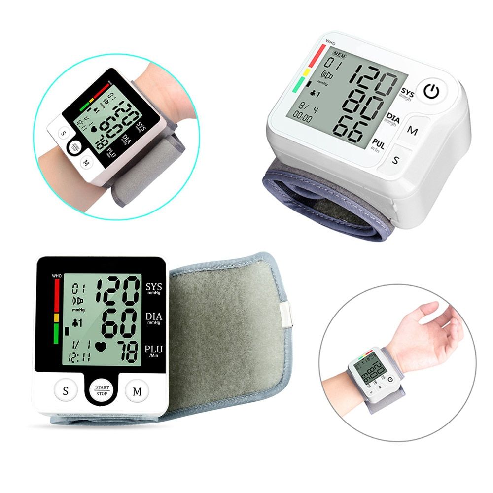 Wrist BP Blood Pressure Monitor Meter Pulse Rate Heart Beat Rate Device Machine Medical Equipment Tonometer BP Sphygmomanometer