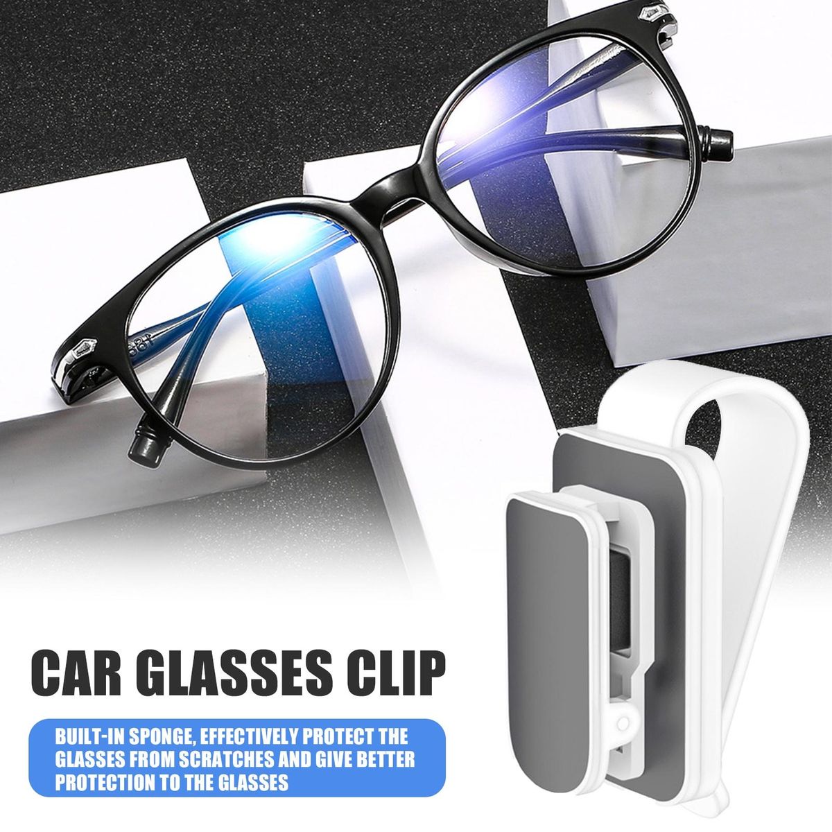 Car Glasses Holder Sun Visor Glasses Organizer Grey