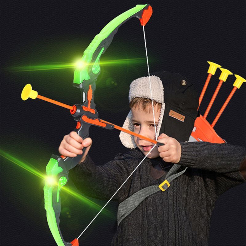 Light Up Archery Bow And Arrow Toy Set For Boys Girls With 3 Suction Cup Arrows Wonderful Creative Gifts Presents