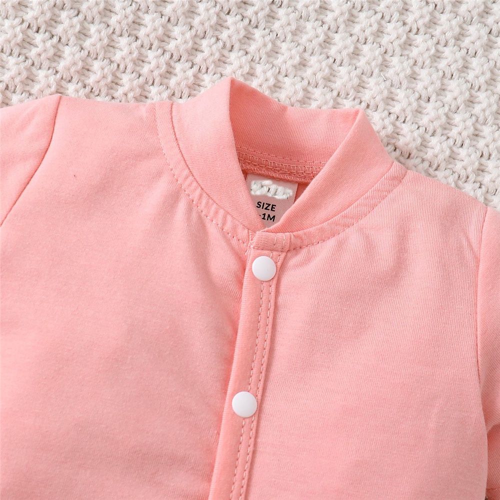 Newborn Baby Boy 2PCS Rompers Solid Pink+ Butterfly