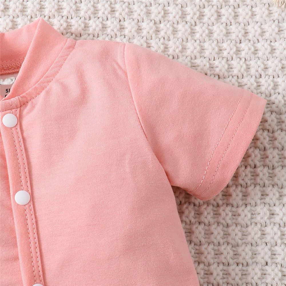 Newborn Baby Boy 2PCS Rompers Solid Pink+ Butterfly