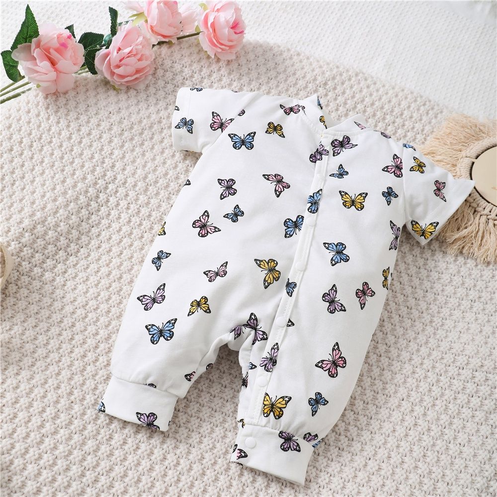 Newborn Baby Boy 2PCS Rompers Solid Pink+ Butterfly