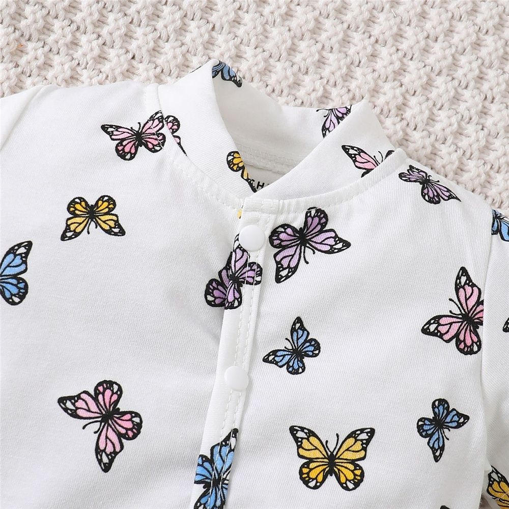Newborn Baby Boy 2PCS Rompers Solid Pink+ Butterfly
