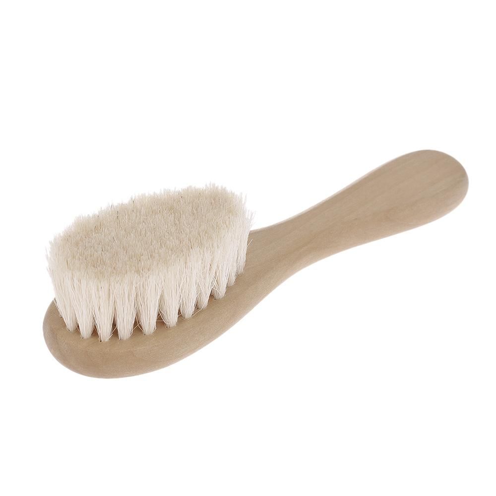 2Pcs Baby Hair Brush Comb Set Newborn Hairbrush Kit Infant Comb Soft Wool Hair Wooden Handle Scalp Massage