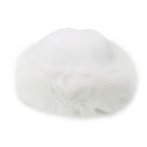Women Hat Thicken Fluffy Faux Fur Pure Color Coldproof-White