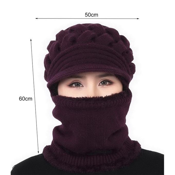 Cold Cap Wind-proof High Elastic Knitted Fabric Women-Purple