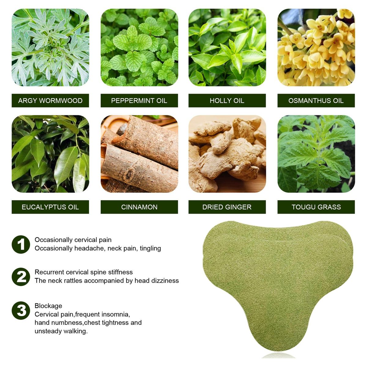 South Moon 12Pcs Non-woven Fabric Moxibustion Cervical Patches Cervical Pain Neck Ache Strong Effective for Shoulders Feet Back Legs