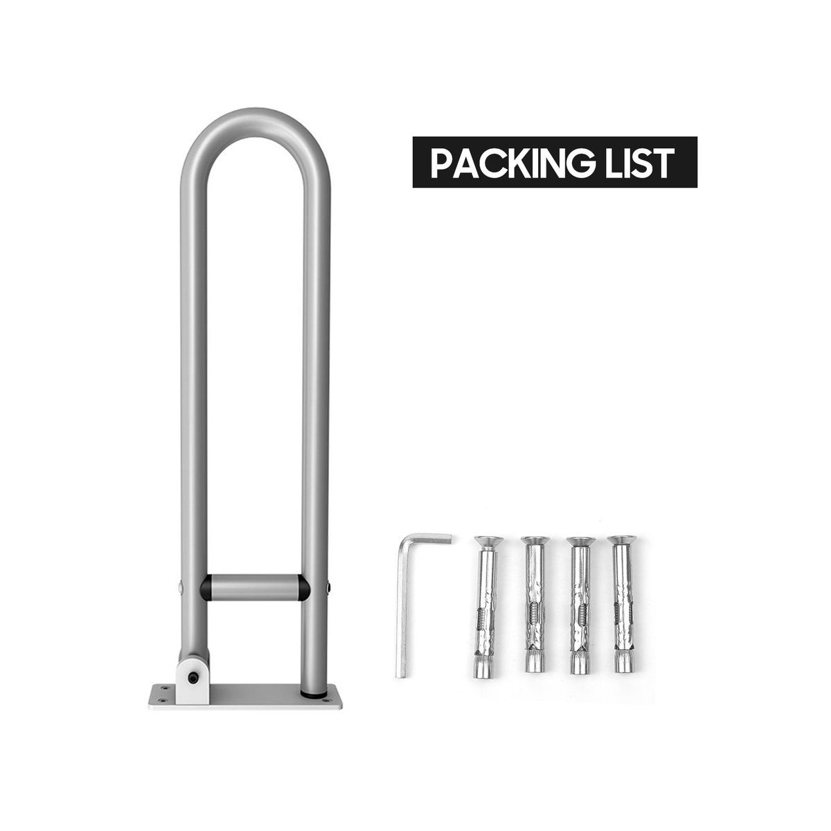 Aluminum Alloy Handrail for Toilet Anti-Fall / Anti-Slip Bathroom Handrail Flip-Up Safety Handrail Screw-In Safety Grab Bar Handle Home Health Care Equipment for Elderly Disabled (without Black Sponge Cover)