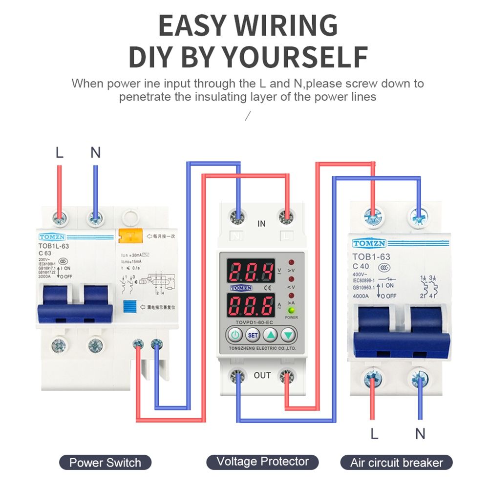 Din Rail Dual Display Protective Device Protector Relay 40A