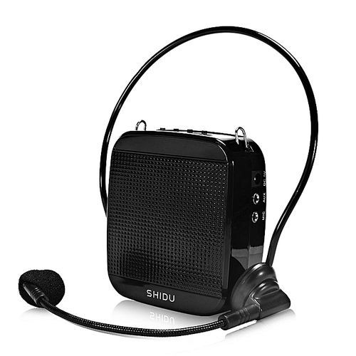 Portable High-Power 15W Rechargeable Voice Amplifier With Wired Microphone And Waistband Support MP3 Format Audio U Disk/TF Card For Tour Guides, Teachers, Coaches, Presentations, Salesman (Black) HT-S