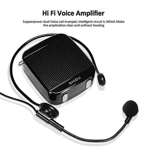 Portable High-Power 15W Rechargeable Voice Amplifier With Wired Microphone And Waistband Support MP3 Format Audio U Disk/TF Card For Tour Guides, Teachers, Coaches, Presentations, Salesman (Black) HT-S