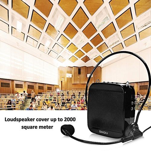 Portable High-Power 15W Rechargeable Voice Amplifier With Wired Microphone And Waistband Support MP3 Format Audio U Disk/TF Card For Tour Guides, Teachers, Coaches, Presentations, Salesman (Black) HT-S