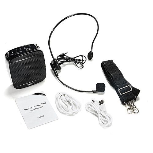 Portable High-Power 15W Rechargeable Voice Amplifier With Wired Microphone And Waistband Support MP3 Format Audio U Disk/TF Card For Tour Guides, Teachers, Coaches, Presentations, Salesman (Black) HT-S