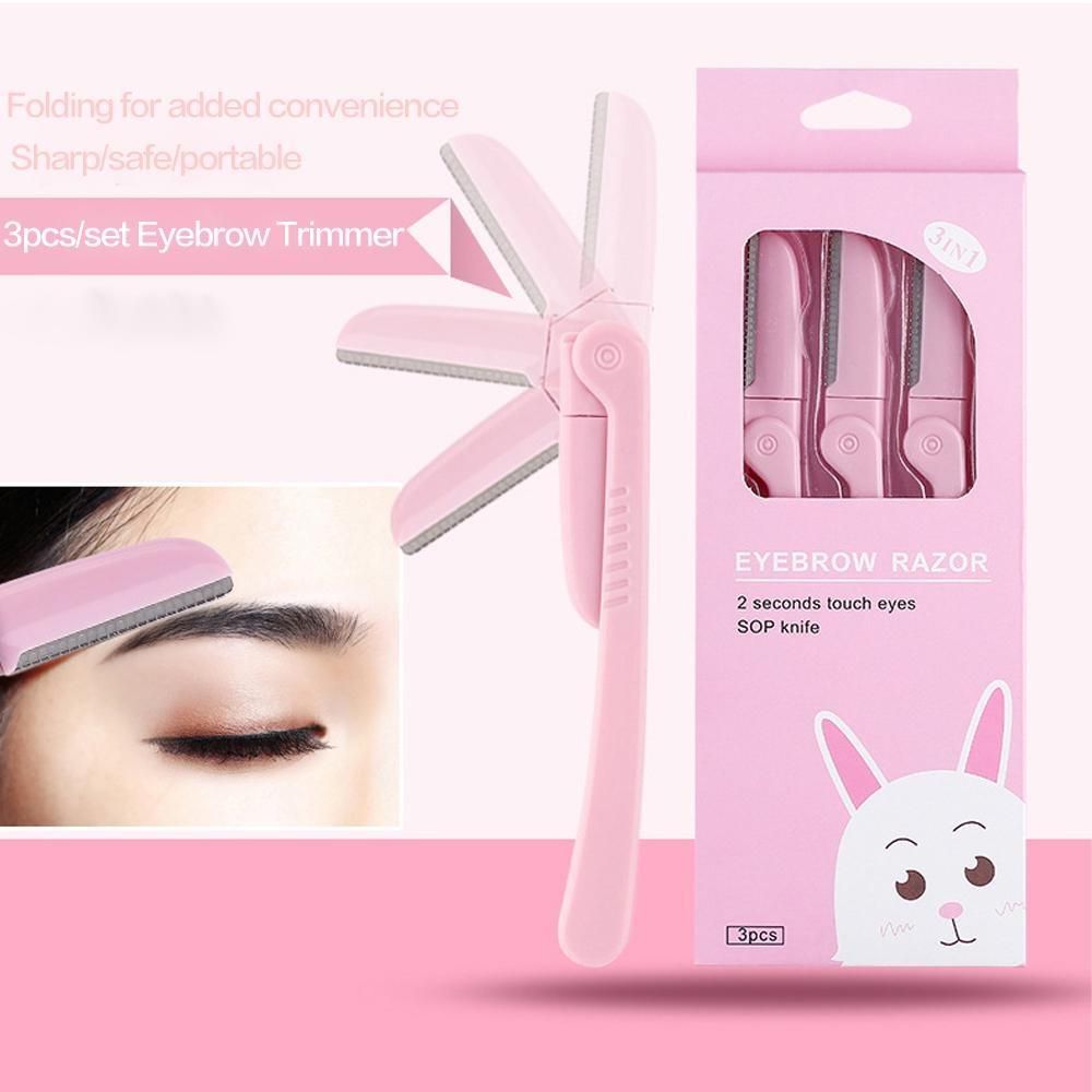 3pcs/set Women Face Care Hair Removal Tool  Eyebrow Trimmer Pink