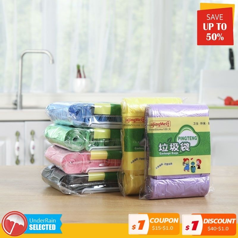 5 Sets Total 100 Pieces Garbage Bags Vest Style Storage Bag For Home Waste Trash Bags  Desk