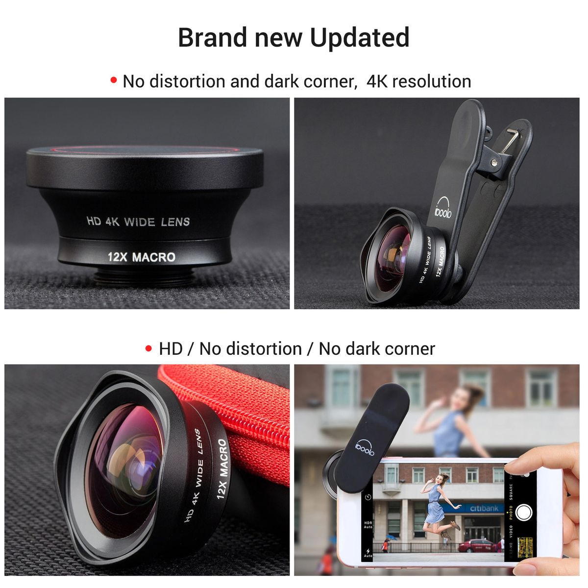 Two In One 16mm Wide Lens + 12X Macro Lens Set Clip-on Phone