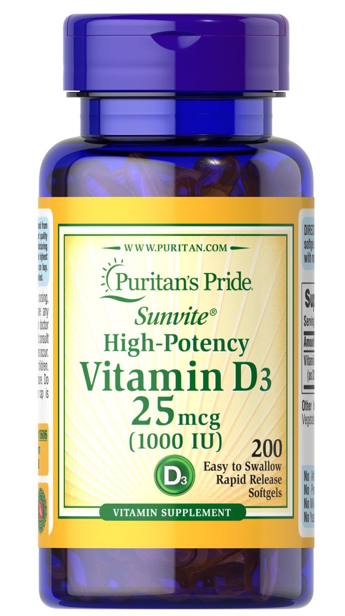 High Potency Vitamin D3 25mcg(1000iu) , 100 Count