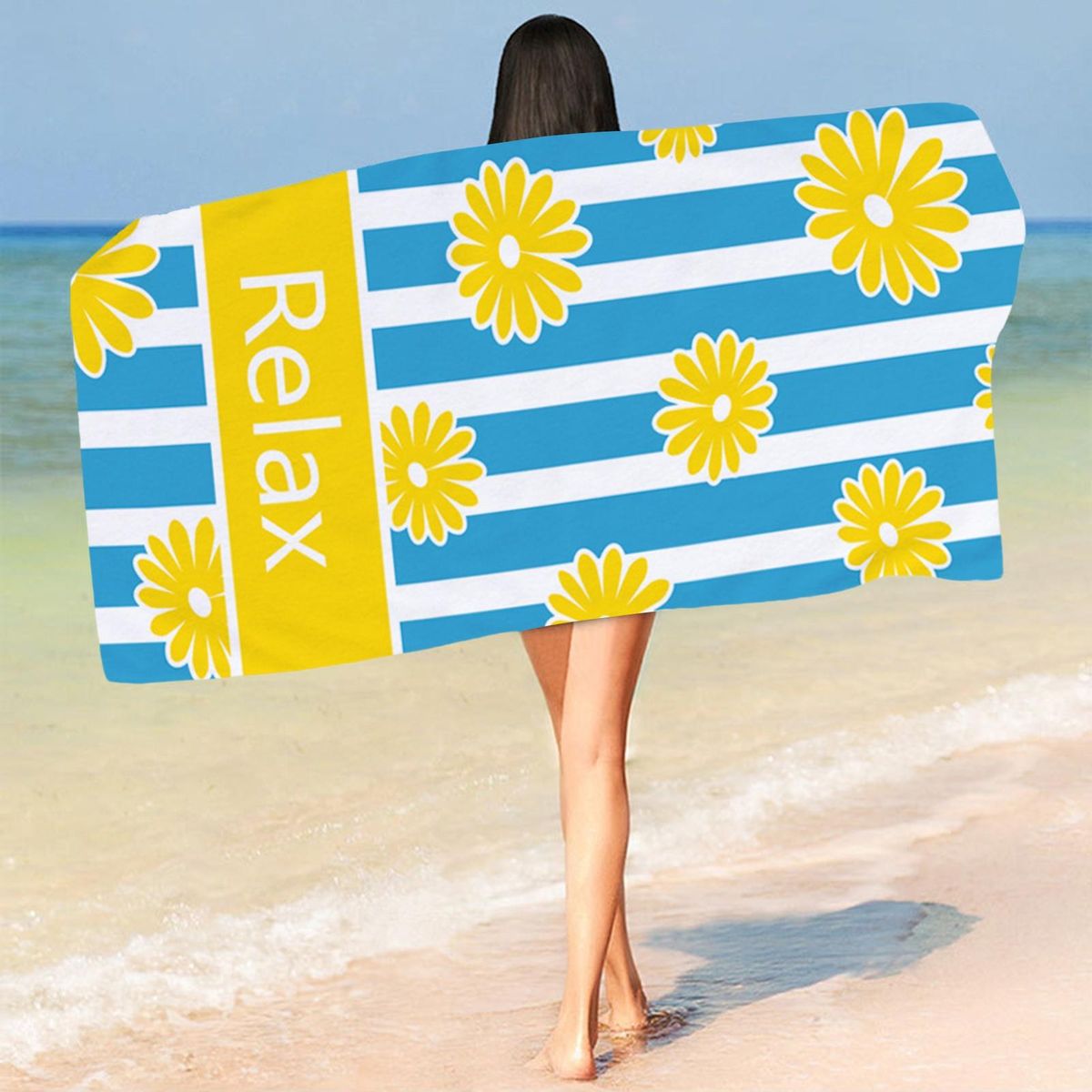 Shower Towel Soccer Print Beach Towel Blanket E