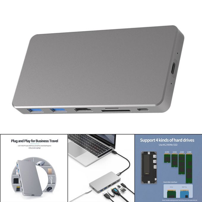 USB C Docking Station 100W PD External Hard Drive 7 In 1 NVME