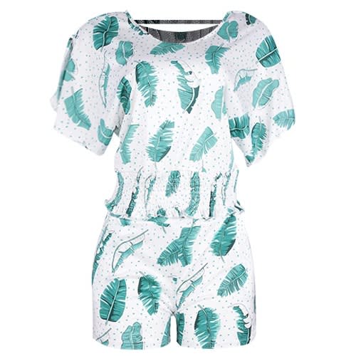 Leaf Print Top & Short- Green
