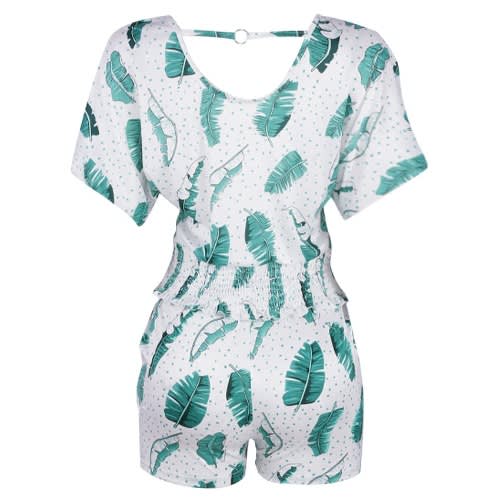 Leaf Print Top & Short- Green